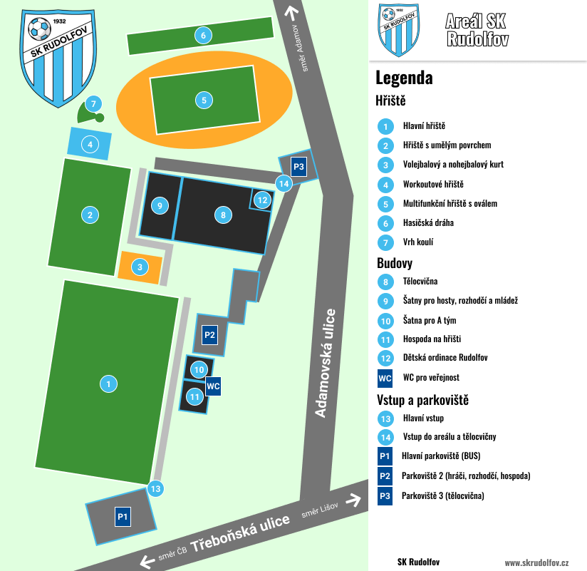 Mapa areálu SK Rudolfov